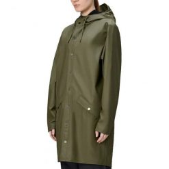 Kurtka RAINS LONG JACKET W3 Zielony. Zielone kurtki damskie Rains, bez wzorów, z syntetyku, bez kaptura. Za 445.91 zł.