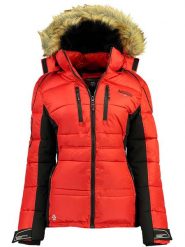 Geographical Norway Kurtka zimowa "Bersil" w kolorze czerwonym rozmiar: XL. Czerwone kurtki damskie Geographical Norway, na zimę, xl, bez wzorów, z puchu, bez kaptura. Za 300.68 zł.