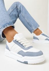 Niebieskie Sneakersy na Grubej Podeszwie z Przeszyciami Kamiya. Niebieskie obuwie sportowe damskie Born2be, bez zapięcia. Za 109.99 zł.