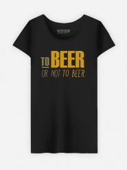 WOOOP Koszulka "To Beer Or Not To Beer" w kolorze czarnym rozmiar: XL. Czarne bluzki damskie Wooop, xl, bez wzorów, z bawełny, bez kołnierzyka, bez ramiączek. Za 56.99 zł.
