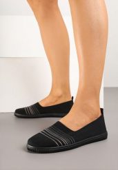 Czarne Tenisówki z Ozdobnymi Paskami Loroti. Czarne obuwie sportowe damskie Born2be, z jeansu, bez zapięcia, tenisowe. Za 39.99 zł.