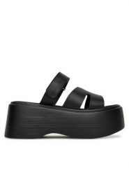 DeeZee Klapki 8791-2 Czarny. Czarne klapki damskie DeeZee, bez wzorów, z materiału, bez obcasa, bez zapięcia. Za 83.99 zł.