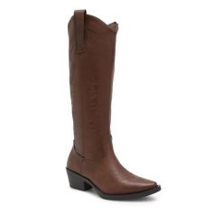 Kozaki Jenny Fairy. Brązowe kozaki damskie Jenny Fairy, bez obcasa, na słupku, bez zapięcia. Za 199.99 zł.