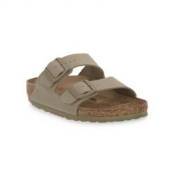 Klapki damskie Birkenstock Arizona Faded. Brązowe klapki damskie Birkenstock, bez wzorów, z materiału, bez obcasa, bez zapięcia. Za 437.00 zł.