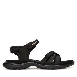 Sandały ECCO. Czarne sandały damskie ECCO, bez wzorów, bez obcasa, na płaskiej podeszwie, bez zapięcia. Za 439.99 zł.