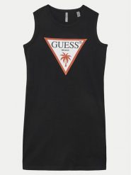 Guess Sukienka codzienna J4GK35JA914 Czarny Regular Fit. Czarne sukienki dziewczęce Guess, z aplikacjami, z bawełny, bez ramiączek, proste. Za 79.99 zł.