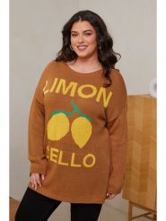 Curvy Lady Sweter w kolorze jasnobrązowym rozmiar: 44/46. Brązowe swetry klasyczne damskie Curvy Lady, ze splotem, bez kołnierzyka. Za 134.53 zł.