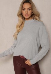 Szary Brokatowy Sweter z Wiskozą i Ozdobnymi Guzikami Onorvia. Szare swetry klasyczne damskie Renee, na zimę, l, z wiskozy, bez kołnierzyka. Za 59.99 zł.