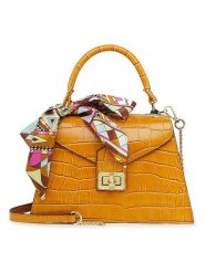 ORE10 Skórzana torebka "Sonos" w kolorze pomarańczowym - 28 x 21 x 10 cm rozmiar: onesize. Pomarańczowe torebki klasyczne damskie ORE10, z materiału, przez ramię, bez dodatków. Za 304.99 zł.