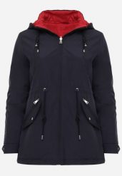 Granatowo-Czerwona Przejściowa Kurtka Dwustronna o Kroju Parki z Pikowaniem Wewnątrz Zidelle. Niebieskie kurtki damskie Born2be, l, bez wzorów, z jeansu, z kapturem. Za 99.99 zł.