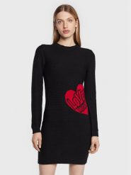 LOVE MOSCHINO Sukienka dzianinowa WSE0810X A125 Czarny Regular Fit. Czarne sukienki damskie Love Moschino, bez wzorów, z dzianiny, bez ramiączek. Za 1,519.00 zł.