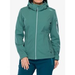 Kurtka softshell damska CMP Wilma Jacket Zip Hood. Zielone kurtki sportowe damskie CMP, bez wzorów, z softshellu, bez kaptura. Za 311.99 zł.