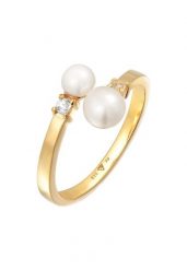Elli PREMIUM Damska obrączka klasyczna otwarta zawinięta z perły hodowlana słodkowodna z pozłacanego srebra próby 925 Sterling Silver Pierścionki 1 ct. Szare pierścionki damskie Elli PREMIUM, z perłą, pozłacane. Za 293.99 zł.