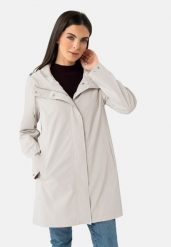 Lekki płaszcz damski J-GARDENIA. Białe płaszcze damskie Volcano, l, bez wzorów, z materiału, z kapturem. Za 349.99 zł.