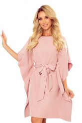 Sukienka Typu Motyl z Paskiem - Różowa. Czerwone sukienki damskie NUMOCO, bez wzorów, z elastanu, wizytowe, bez ramiączek. Za 224.90 zł.