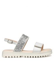 Geox Sandały J Coralie Gir J556EA 0BCEW C1Z1N M Biały. Białe sandały dziewczęce Geox, ze skóry, bez obcasa, bez zapięcia. Za 139.99 zł.