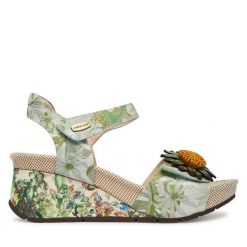 Sandały Laura Vita. Zielone sandały damskie LAURA VITA, bez wzorów, bez obcasa, na koturnie, bez zapięcia. Za 439.99 zł.