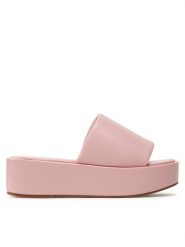 DeeZee Klapki E8175-1 Różowy. Czerwone klapki damskie DeeZee, bez wzorów, ze skóry, bez obcasa, bez zapięcia. Za 109.99 zł.