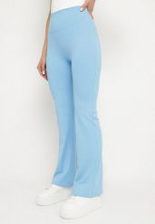 Niebieskie Legginsy Typu Dzwony z Wysokim Stanem Orralise. Niebieskie legginsy damskie Born2be, m, bez wzorów, z jeansu. Za 44.99 zł.
