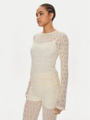 Gestuz Bluzka Lica 10909128 Écru Slim Fit. Bluzki damskie Gestuz, m, bez wzorów, z syntetyku, bez kołnierzyka, bez ramiączek. Za 319.99 zł.