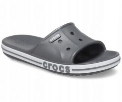 Klapki Dla Dorosłych Crocs Bayaband Slide. Białe klapki damskie Crocs, bez wzorów, z materiału, bez obcasa, bez zapięcia. Za 89.99 zł.