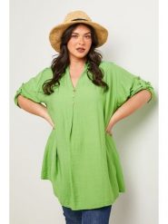 Curvy Lady Tunika w kolorze zielonym rozmiar: 48/50. Zielone tuniki damskie Curvy Lady, bez wzorów, klasyczne, bez kołnierzyka, bez ramiączek. Za 122.96 zł.