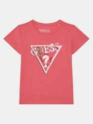 Guess T-Shirt K5RI16 K6YW4 Różowy Regular Fit. Czerwone koszulki i t-shirty dziewczęce Guess, z aplikacjami, z bawełny, bez kołnierzyka, bez ramiączek. Za 59.99 zł.