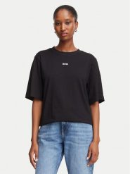 BOSS T-Shirt Enis 50523256 Czarny Regular Fit. Czarne t-shirty damskie Boss, s, bez wzorów, z bawełny, bez kołnierzyka. Za 229.99 zł.
