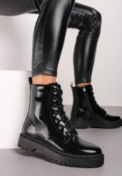 Czarne Płaskie Sznurowane Botki w Stylu Workerów Terivalle. Czarne botki damskie Born2be, z jeansu, eleganckie, bez obcasa, na obcasie, bez zapięcia. Za 139.99 zł.