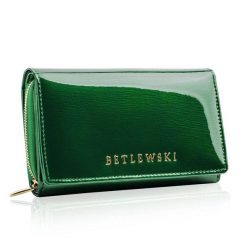 Portfel damski BETLEWSKI ZBPD-BS-513 zielony. Zielone portfele damskie Betlewski, bez wzorów, ze skóry. Za 139.99 zł.