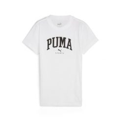 Damska koszulka z nadrukiem PUMA SQUAD PUMA White. Białe koszulki sportowe damskie Puma, m, bez wzorów, bez ramiączek, na jogę i pilates. Za 67.99 zł.
