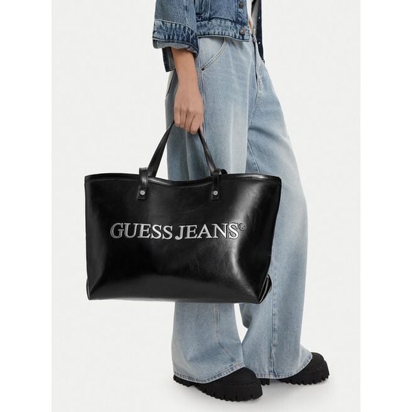 Torebka Guess Jeans. Czarne shopper bag Guess Jeans, z jeansu, bez dodatków. Za 228.99 zł.