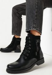 Czarne Botki z Ozdobnym Suwakiem i Paseczkiem Telonie. Czarne botki damskie Born2be, z jeansu, eleganckie, bez obcasa, na obcasie, bez zapięcia. Za 159.99 zł.