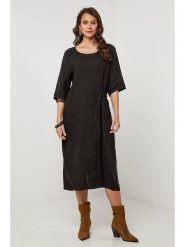 Lin Passion Lniana sukienka w kolorze czarnym rozmiar: 34/36. Czarne sukienki damskie Lin Passion, z aplikacjami, ze lnu, klasyczne, bez ramiączek. Za 173.99 zł.