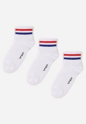Białe 3-pack Skarpety z Bawełną z Ozdobnymi Paseczkami Khame. Białe skarpetki damskie Renee, bez wzorów, z bawełny. Za 29.99 zł.