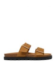 DeeZee Klapki CEO-HSCB25230318-2 Brązowy. Brązowe klapki damskie DeeZee, bez wzorów, z materiału, bez obcasa, bez zapięcia. Za 139.99 zł.