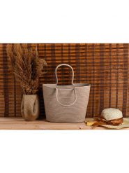 Scandinavia Concept Shopper bag "Ezekiel" w kolorze beżowym - 46 x 46 x 18 cm rozmiar: onesize. Brązowe shopper bag Scandinavia Concept, bez wzorów, z bawełny, na ramię, bez dodatków. Za 127.05 zł.