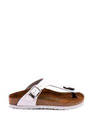 Comfortfusse Skórzane japonki w kolorze białym rozmiar: 38. Białe klapki damskie Comfortfüße, bez wzorów, z otwartym noskiem, bez obcasa, bez zapięcia. Za 225.95 zł.