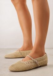 Beżowe Plecione Balerinki VICES z Paskiem z Klamerką i Wycięciem V Nemecea. Brązowe balerinki damskie Born2be, bez wzorów, z jeansu. Za 109.99 zł.