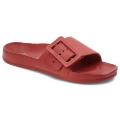 Klapki damskie Big Star, wsuwane basenowe klapki z tworzywa, czerwone, FF274A385. Czerwone klapki damskie Big Star, bez wzorów, bez obcasa, bez zapięcia. Za 52.00 zł.
