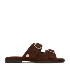 Klapki U.S. Polo Assn. Brązowe klapki damskie U.S. Polo Assn., bez wzorów, bez obcasa, bez zapięcia. Za 269.99 zł.