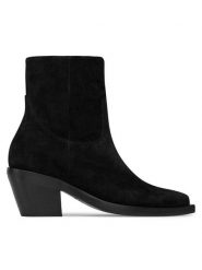 PINKO Botki Mozart Texano AI 23-24 BLKS1 102025 A0N8 Czarny. Czarne botki damskie Pinko, ze skóry, bez obcasa, na słupku, bez zapięcia. Za 2,569.00 zł.