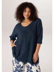 Aniston Sweter w kolorze granatowym rozmiar: 52. Niebieskie swetry klasyczne damskie Aniston, bez kołnierzyka. Za 130.99 zł.