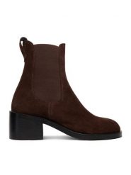 GINO ROSSI Botki EO-735-26 Brązowy ciemny. Brązowe botki damskie Gino Rossi, bez obcasa, na słupku, bez zapięcia. Za 529.99 zł.