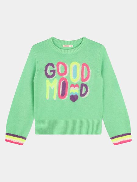Billieblush Sweter U15C22 Zielony Regular Fit. Zielone swetry dziewczęce Billieblush, bez wzorów, z syntetyku, bez kołnierzyka, bez ramiączek. Za 189.99 zł.