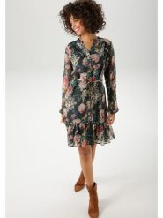 Aniston Sukienka ze wzorem rozmiar: 38. Sukienki damskie Aniston, bez wzorów, z tkaniny, bez ramiączek. Za 82.99 zł.