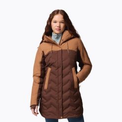 Płaszcz puchowy damski Columbia Mountain Croo III Mid Down. Brązowe płaszcze damskie Columbia, bez wzorów, z puchu, bez kaptura. Za 999.99 zł.