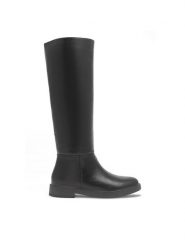 Jenny Fairy Kozaki Megan WS6110-09 Czarny. Czarne kozaki damskie Jenny Fairy, ze skóry, bez obcasa, na płaskiej podeszwie, bez zapięcia. Za 199.99 zł.