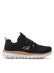 Skechers Sneakersy 12615/BKGD Czarny. Czarne obuwie sportowe damskie Skechers, z materiału, bez zapięcia. Za 199.00 zł.