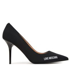 Szpilki LOVE MOSCHINO. Czarne szpilki damskie Love Moschino, bez wzorów, bez obcasa, na szpilce, bez zapięcia. Za 919.99 zł.